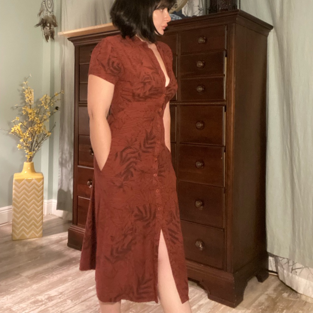 Red button down dress